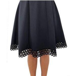Donna Ricco V-Neck Circle Lace Fit and Flare Dress, Black, 6